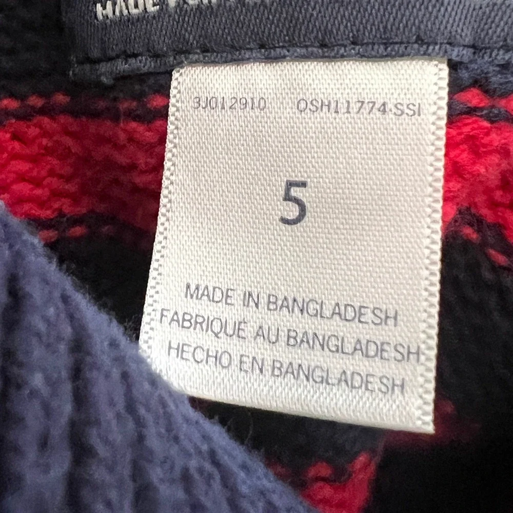 OshKosh B'gosh Shawl Neck Sweater 5 Boys Striped Navy Blue Red OSH11774-SSI